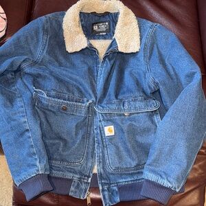 Carhartt Denim Jacket with Cream Sherpa Collar